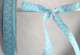 R1660 10mm Cornflower Blue 100% Cotton Love Heart Ribbon - Ribbonmoon