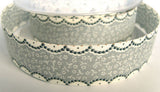 R1663C 23mm Grey Flowery Ribbon, 100% Cotton - Ribbonmoon