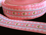 R1671 27mm Pink Flowery Ribbon, 100% Cotton - Ribbonmoon