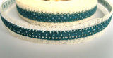 R1694 18mm Deep Denim Blue Cotton Ribbon over a Cream Lace - Ribbonmoon
