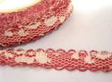 R1709 11mm Ivory Lace over a Raspberry Pink Acetate Ribbon
