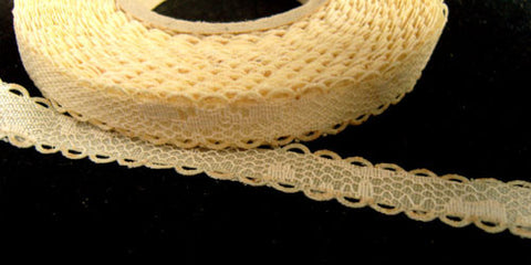 R1710 11mm Cream Lace over a Cream Acetate Satin Base - Ribbonmoon