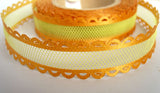 R1733 17mm Lime Green Tulle Ribbon with Burnt Gold Acetate Borders - Ribbonmoon