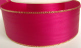 R1734 40mm Deep Magenta and Metallic Gold Edge Taffeta Ribbon - Ribbonmoon