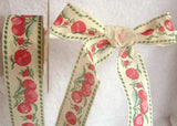 R1740 35mm Natural Cotton Ribbon with a Fruit Print by Berisfords - Ribbonmoon