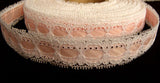 R1744 20mm White Lace over a Peachy Pink Acetate Ribbon - Ribbonmoon