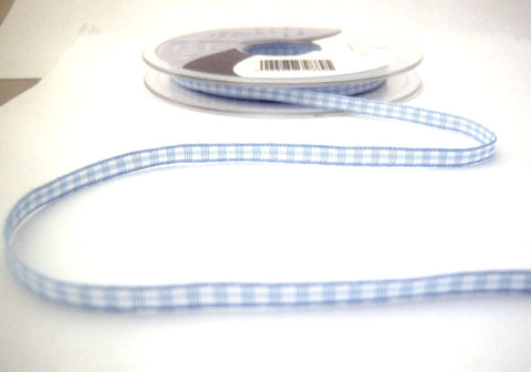 R1753 5mm Sky Blue Polyester Gingham Ribbon by Berisfords
