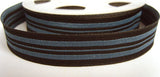R1775 19mm Air Force Blue and Black Woven Jacquard Stripe Ribbon - Ribbonmoon