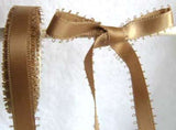 R1777 10mm French Beige Satin Ribbon with a Picot Feather Edge - Ribbonmoon