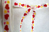 R1781 11mm White, Red, Pink and Yellow Satin Love Heart Printed Ribbon - Ribbonmoon