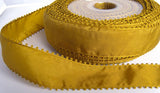 R1864 34mm Deep Mustard Taffeta Ribbon with a Picot Feather Edge - Ribbonmoon