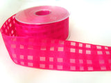 R2034 40mm Shocking Pink Sheer-Fine Grosgrain Check Ribbon.Wire Edge