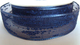 R1011 25mm Dark Royal Blue Feather Sheer Ribbon. Wire Edge, Berisfords
