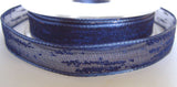 R2057 16mm Dusky Royal Blue Feather Sheer Ribbon. Wire Edge, Berisfords - Ribbonmoon