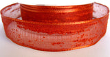 R2074 23mm Rust Feather Sheer Ribbon. Wire Edge, Berisfords - Ribbonmoon