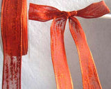 R2074 23mm Rust Feather Sheer Ribbon. Wire Edge, Berisfords - Ribbonmoon