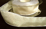 R1015 28mm White and Iridescent Metallic Woven Ribbon