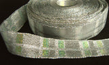 R2119 26mm Silver and Iridescent Metallic Check Mesh Ribbon - Ribbonmoon
