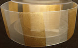 R2122 40mm Pearl Sheer Ribbon with a Metallic Gold Banded Print - Ribbonmoon