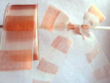 R2148 40mm Pearl Sheer Ribbon with a Metallic Copper Band Print - Ribbonmoon