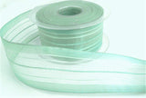 R2175 40mm Duck Egg Blue Sheer Stripe Ribbon by Berisfords, Wired