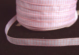 R2189 5mm Pale Pink and White Gingham Ribbon - Ribbonmoon