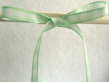 R2194 7mm Mint Green and White Gingham Ribbon - Ribbonmoon