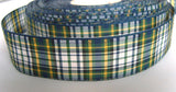 R2214 25mm Navy, Green, White and Yellow Tartan Ribbon - Ribbonmoon