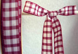 R2233 16mm Burgundy and White Gingham Ribbon - Ribbonmoon
