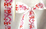 R2258 37mm White, Red and Pinks Satin Love Heart Printed Ribbon - Ribbonmoon