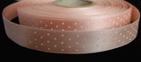 R2267 16mm Peach Satin Ribbon with a White Polka Dot Design - Ribbonmoon