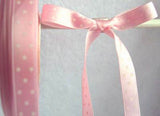 R2273 10mm Baby Pink Satin Ribbon with a Polka Dot Print - Ribbonmoon
