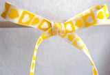 R2278 10mm Sun Yellow and White Printed Satin Love Heart Ribbon - Ribbonmoon