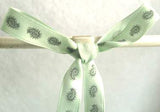 R2280 10mm Pale Aqua Satin Ribbon with a Grey Paisley Print - Ribbonmoon