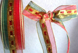 R2281L 26mm Red, Green and Gold Sheer and Metallic Ribbon