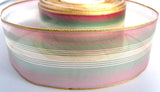 R2285 42mm Striped Nylon Sheer Ribbon with Metallic Wired Edges. - Ribbonmoon