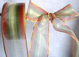 R2285 42mm Striped Nylon Sheer Ribbon with Metallic Wired Edges. - Ribbonmoon