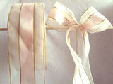 R2310 52mm Pale Pink Sheer and Satin Ribbon with Thin Gold Stripes - Ribbonmoon