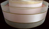 R2310 52mm Pale Pink Sheer and Satin Ribbon with Thin Gold Stripes - Ribbonmoon