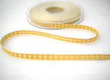 R2379 8mm Cream and Honey Woven Satin and Gold Metallic Tartan Ribbon