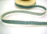 R2380 18mm Blue Cotton Ribbon over a Natural Lace