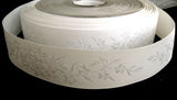 R2394 25mm Tonal White Flowery Woven Jacquard Ribbon - Ribbonmoon