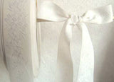 R2394 25mm Tonal White Flowery Woven Jacquard Ribbon - Ribbonmoon