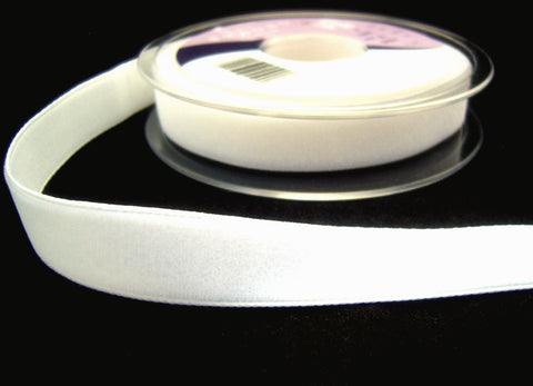 R2395 16mm White Nylon Velvet Ribbon by Berisfords