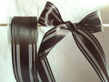 R2842 47mm Black Satin and Sheer Stripe Ribbon - Ribbonmoon