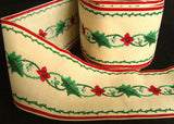 R2441 78mm Rustic Christmas Print Ribbon, 100% Cotton - Ribbonmoon