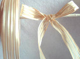 R2463 25mm Cream Satin, Organdie and Metallic Striped Ribbon, Wired - Ribbonmoon