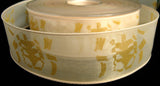 R2287 28mm Cream Translucent Ribbon with a Honey Gold Print