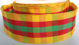 R2470L 40mm Red, Green and Yellow Plaid Check Gingham Ribbon