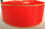 R2524 41mm Flame Orange and Gold Edge Taffeta Ribbon - Ribbonmoon